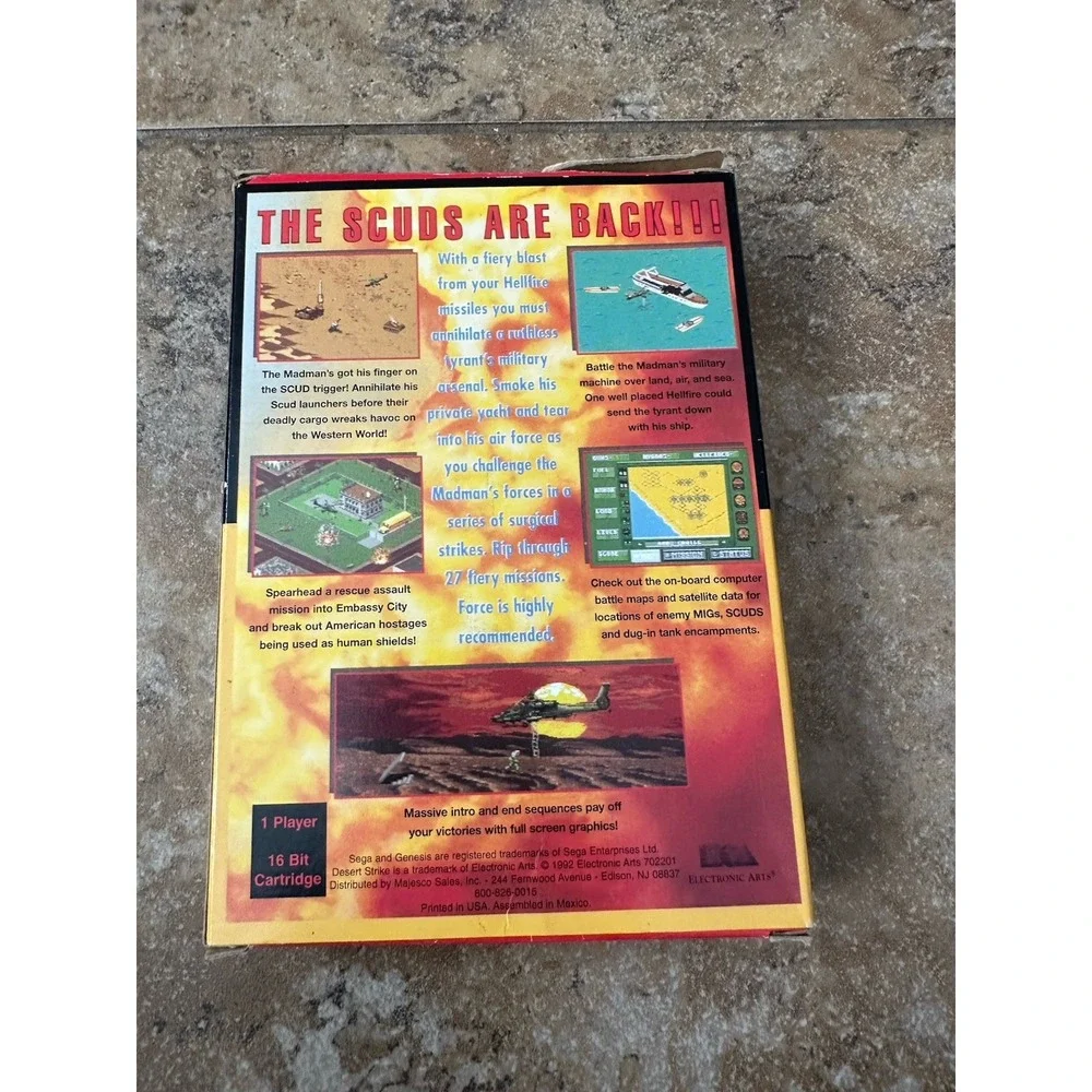 SEGA GENESIS Desert Strike - Gulf War - 1992 EA Cardboard With Manuel